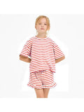 Stripe Crop Top and Ruffle Shorts Set