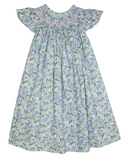 Maya Blue Floral Smocked Dress