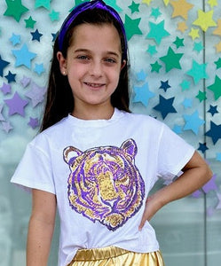 Sequin Tiger Face Boxy T