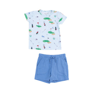 Blue Golf Things Tee and Short Set