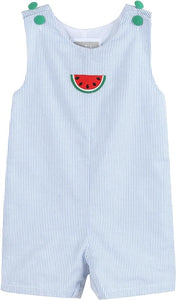 Seersucker Watermelon Shortalls