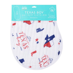 Texas Boy 2-in-1 Burp Cloth + Bib
