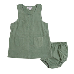 Corduroy Mod Dress & Diaper Cover- Green