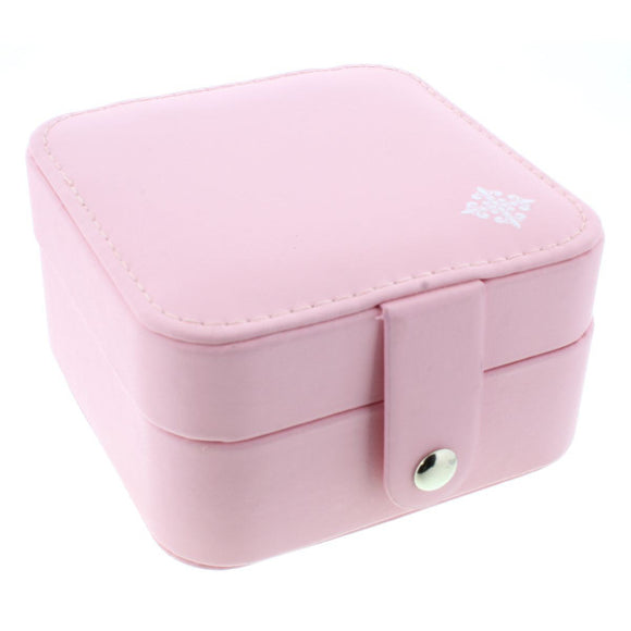 Square Light Pink Leather Jewelry Box