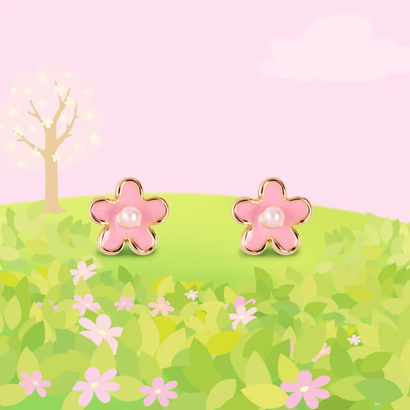 Pink Fancy Flower Earrings