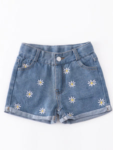 Blue Daisy Denim Shorts