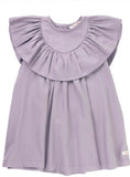 Icy Purple Woven Luxe Shoulder Ruffle Dress