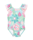 In Bloom Pink Ruffle V-Back One Piece