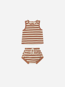 Amber Stripe Terry Tank and Short Set