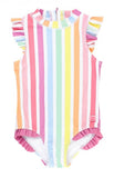 Rainbow Dream Stripe Flutter One Piece Swimsuit