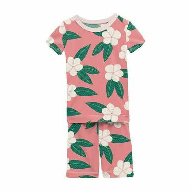 Strawberry Plumeria Pajama Short Set