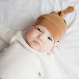 Copper Pearl Camel Top Knot Hat