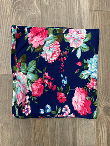 Navy Floral Swaddle