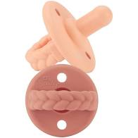 Sweetie Soother Pacifier - 2 Pack in Apricot & Terracotta Braid