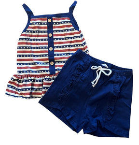 American Flag Shorts Set