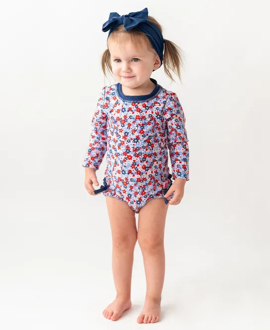 Red, White, and Bloom Long Sleeve Rash-guard