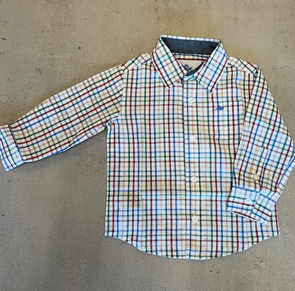 Primary Plaid Long Sleeve Collared Shirt
