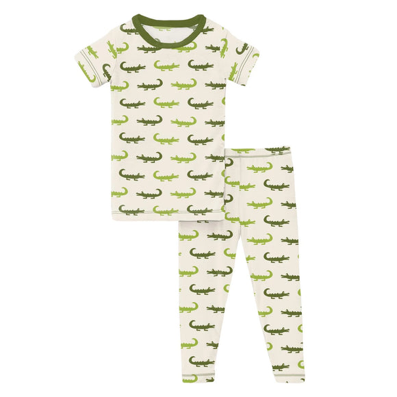 Natural Crocodile Short Sleeve Pajama Set