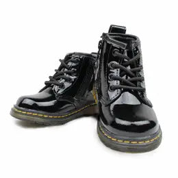 Patent Black Combat Boot