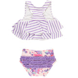 Lavender Stripe Flounce Bikini