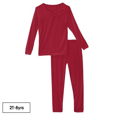 Crimson Long Sleeve Kimono Pajama Set