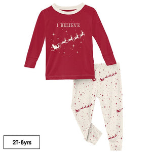 Natural Flying Santa Graphic Tee Pajama Set