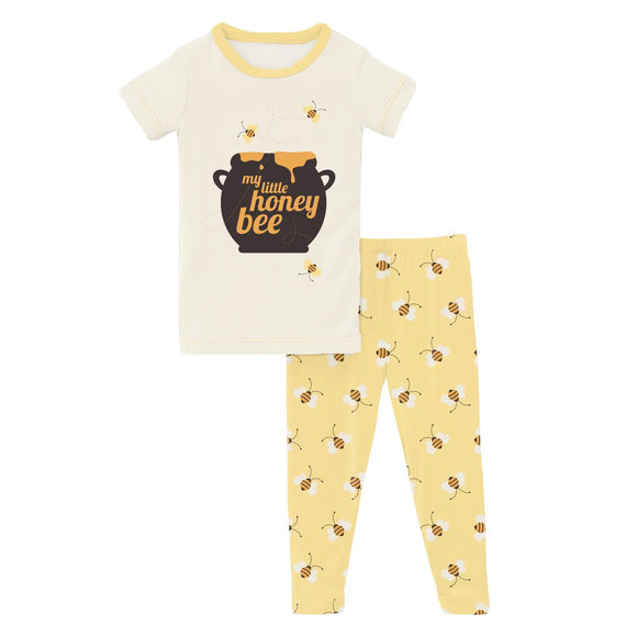 Wallaby Bees Short Sleeve Graphic Tee Pajama Set